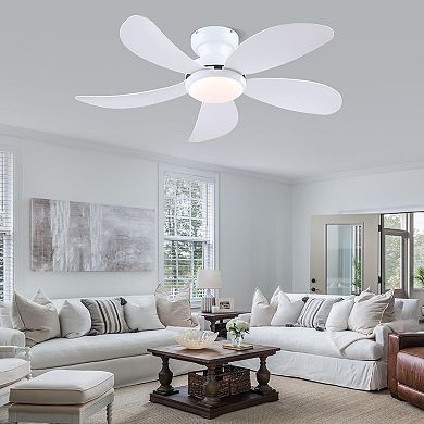 42 in Flush Mount Ceiling Fan with Light DC Motor Remote and App Control 6 Speed Reversible