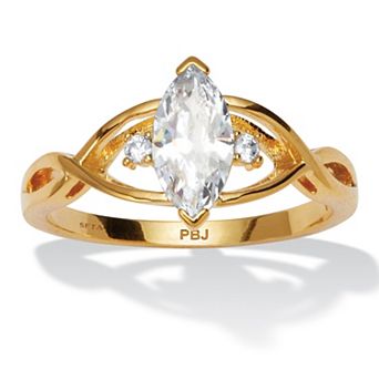 PalmBeach Jewelry Gold-plated Marquise Cut Simulated Birthstone Ring Sizes 5-10
