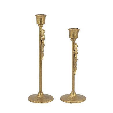 TOEMOA Decorative Cast Iron Candle Holders with Elegant Bow Accent Design