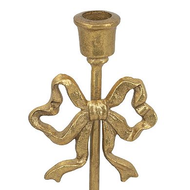 TOEMOA Decorative Cast Iron Candle Holders with Elegant Bow Accent Design