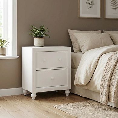 Nightstand with Melamine & Rubberwood Frame for Cozy Bedroom