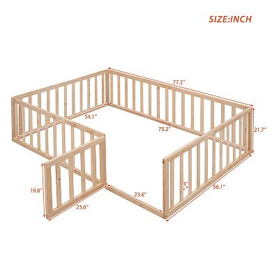 GOODSILO Full Size Wooden Floor Daybed Frame with Safety Fence