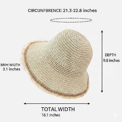 Womens Packable Straw Sun Hat Breathable Summer Beach Travel Hat