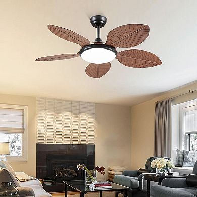 48 Inch Palm Leaf Tropical Ceiling Fan,LED Light,DC Motor, App Remote,Indoor and Outdoor