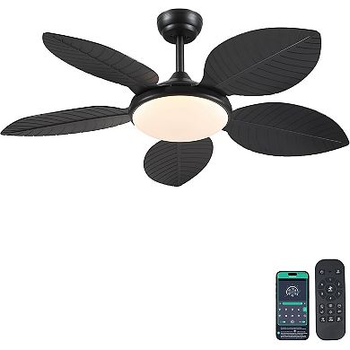 48 Inch Palm Leaf Tropical Ceiling Fan,LED Light,DC Motor, App Remote,Indoor and Outdoor