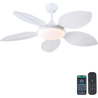 48 Inch Palm Leaf Tropical Ceiling Fan,LED Light,DC Motor, App Remote,Indoor and Outdoor