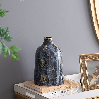 TOEMOA Decorative Glass Flower Vase with Contemporary Curved Silhouette