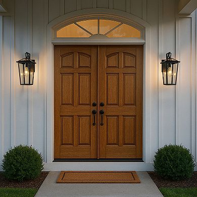 H15" 1 Light Modern Matte Black Outdoor Wall Lantern with Clear Tempered Glass Open Bottom Design Ex