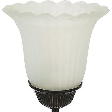 Touch Bedside Table Lamp with USB Ports and Glass Shade