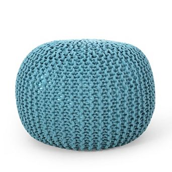 GOODSILO Round Knit Weave Pouf Footrest Ottoman for Modern Home Decor