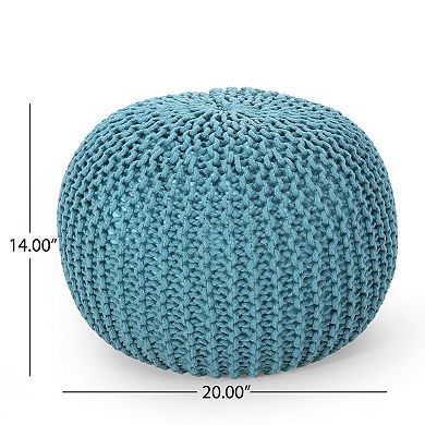 GOODSILO Round Knit Weave Pouf Footrest Ottoman for Modern Home Decor