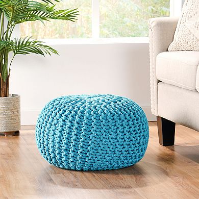 GOODSILO Round Knit Weave Pouf Footrest Ottoman for Modern Home Decor