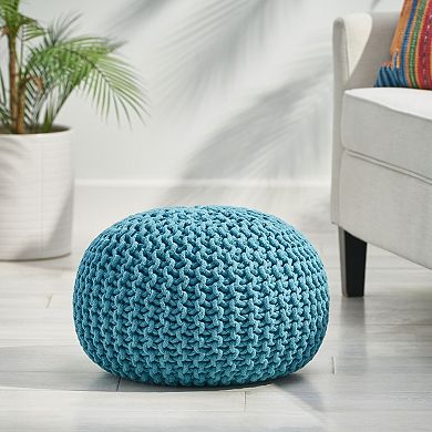 GOODSILO Round Knit Weave Pouf Footrest Ottoman for Modern Home Decor