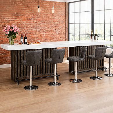 Bar Table, Large Wood Bar Unit, Counter Height Pub Table with 2-Tier Storage Shelves for Kitchen