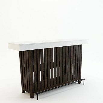 Bar Table, Large Wood Bar Unit, Counter Height Pub Table with 2 tier Storage Shelves for Kitchen