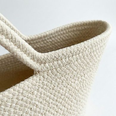 Women's Crochet Tote Bag with Structured Silhouette Double Shoulder Handles and Lace Tie Accent