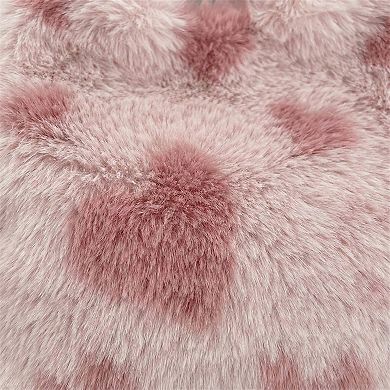 Women's Faux Fur Shoulder Tote Bag with Heart Pattern Soft Plush Texture and Wide Handles