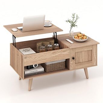 Modern Lift-Top Coffee Table with Storage for Home Office and Living Room
