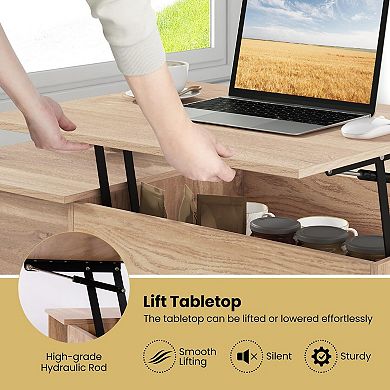 Modern Lift-Top Coffee Table with Storage for Home Office and Living Room