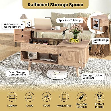 Modern Lift-Top Coffee Table with Storage for Home Office and Living Room