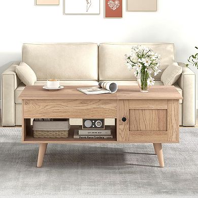 Modern Lift-Top Coffee Table with Storage for Home Office and Living Room