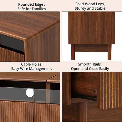 78" Cabinet TV Stand with Glass and Drawer