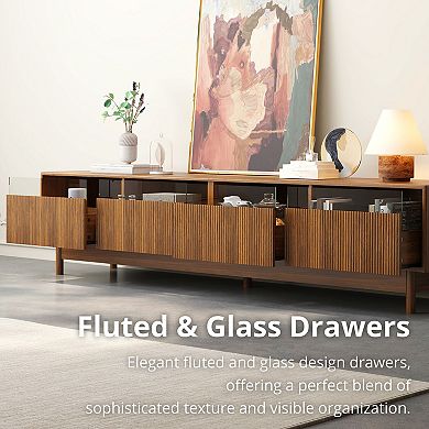 78" Cabinet TV Stand with Glass and Drawer