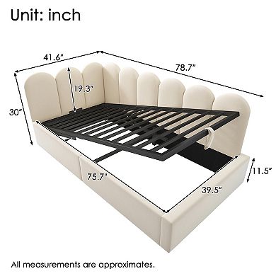 GOODSILO Upholstered Daybed with Hydraulic Storage Ottoman Twin Bed Frame
