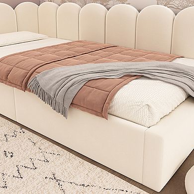 GOODSILO Upholstered Daybed with Hydraulic Storage Ottoman Twin Bed Frame
