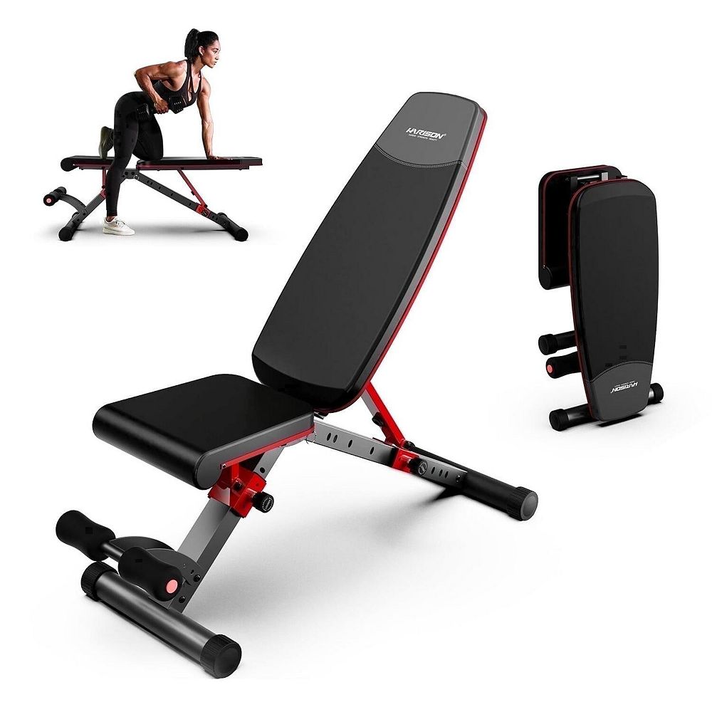 HARISON Adjustable Weight Bench with Leg Extension, Foldable and ...