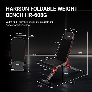 HARISON Adjustable Weight Bench with Leg Extension, Foldable and Compact Strength Bench (HRK-608G)