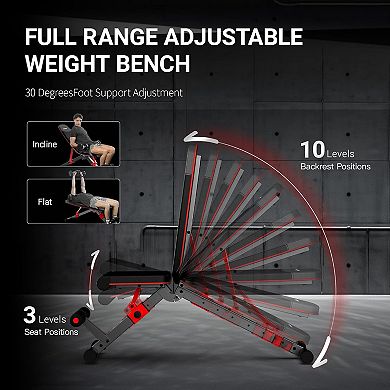 HARISON Adjustable Weight Bench with Leg Extension, Foldable and Compact Strength Bench (HRK-608G)