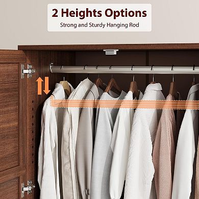 72" Armoire Wardrobe Closet with 2 Drawers, Hanging Rod, 18 Adjustable Shelves, Doors for Bedroom