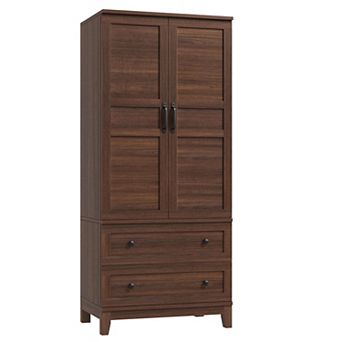 Wooden Armoire Wardrobe Cabinet with Doors, Adjustable Shelves and Hanging Rod, for Bedroom