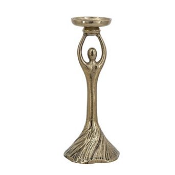 TOEMOA Abstract Sculptural Pillar Candle Holder with Textured Pedestal Base