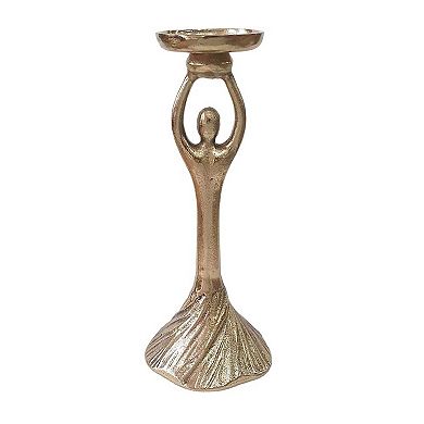 TOEMOA Abstract Sculptural Pillar Candle Holder with Textured Pedestal Base