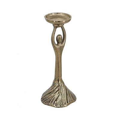 TOEMOA Abstract Sculptural Pillar Candle Holder with Textured Pedestal Base