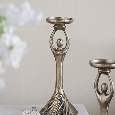 TOEMOA Abstract Sculptural Pillar Candle Holder with Textured Pedestal Base