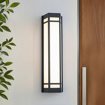 H20" Modern Craftsman Style Exterior Wall Sconce in Black with Frosted Acrylic Shade 24W Integrated