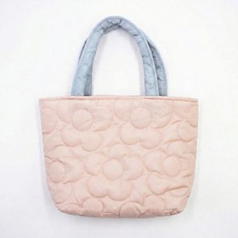 Women's Quilted Floral Tote Bag with Padded Top Handles Lightweight Soft Fabric Design