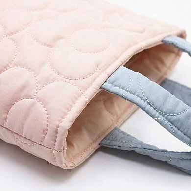 Women's Quilted Floral Tote Bag with Padded Top Handles Lightweight Soft Fabric Design