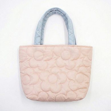 Women's Quilted Floral Tote Bag with Padded Top Handles Lightweight Soft Fabric Design