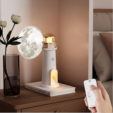 Rechargeable Lighthouse Projector Moon Table Lamp