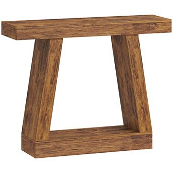 HOMCOM 42" Farmhouse Console Table, Sofa Table Behind Couch, Rustic Brown