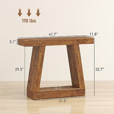 HOMCOM 42" Farmhouse Console Table, Sofa Table Behind Couch, Rustic Brown