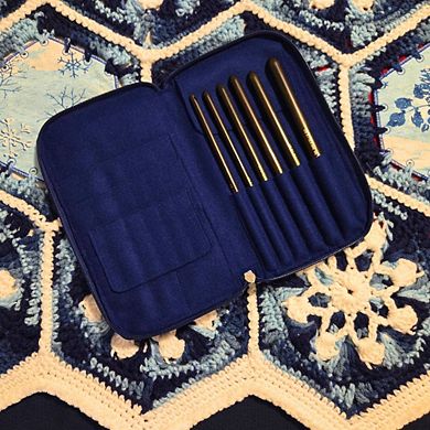 Crochet Hook Set Ebony Sizes J, K, L, M, N, O w/custom case