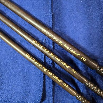 Crochet Hook Set Ebony Sizes J, K, L, M, N, O w/custom case