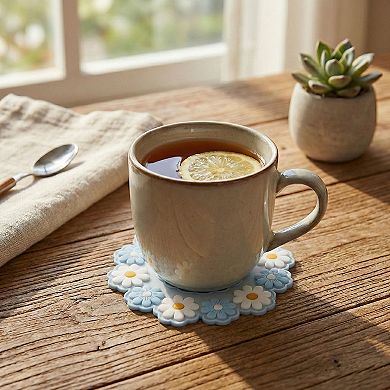 4-PC Daisy Floral Silicone Trivet Heat Resistant Non Slip Kitchen Pot Holder