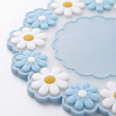 4-PC Daisy Floral Silicone Trivet Heat Resistant Non Slip Kitchen Pot Holder