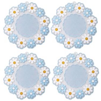 4 pc Daisy Floral Silicone Trivet Heat Resistant Non Slip Kitchen Pot Holder